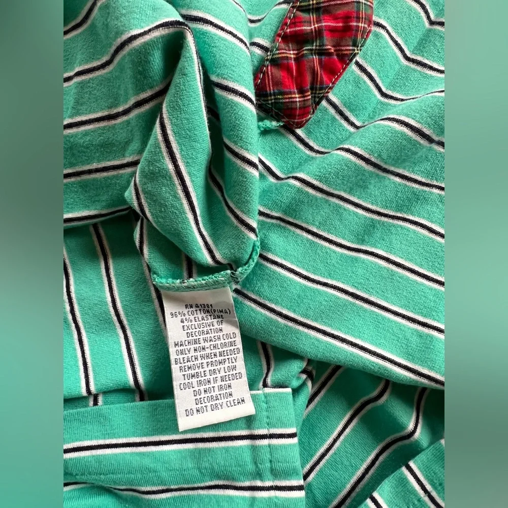 Ralph Lauren Polo Golf shirt Green blue striped Stretch Lisle Short sleeve men S
